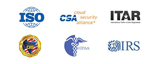 ISO 27001、HIPAA、FedRAMP、SOC1、SOC2